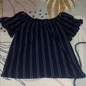 W5 Navy Blue Top with White Stripes